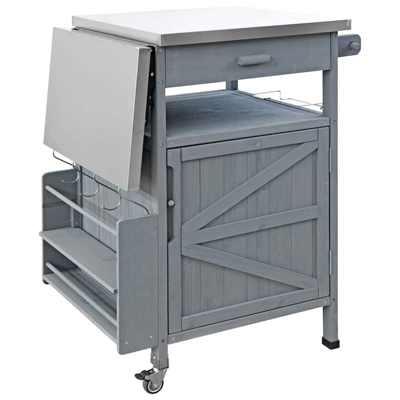 Outdoor Grill Cart Portable Dining Carts Rolling Storage Cabinet