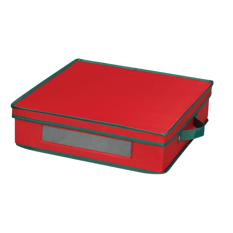 Household Essentials Holiday Charger Plate Storage Box - 14.5'' x 14.5'' x 4'' - 14.5'' x 14.5'' x 4'' - Red