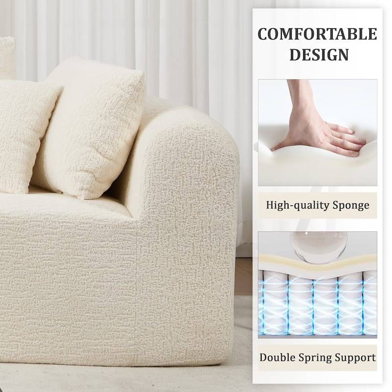 L-Shaped Modular Sectional Sofa with Chaise Lounge, Corduroy Boneless Cloud Sofa, High-Resilience Foam Compressed Sofa