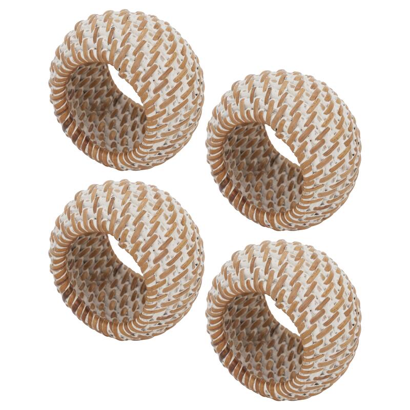 Rattan Napkin Rings With Woven Design (Set of 4)