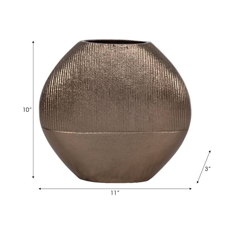 Modern Round Metal Table Vase - Flower Vase - Bronze - 11.0"