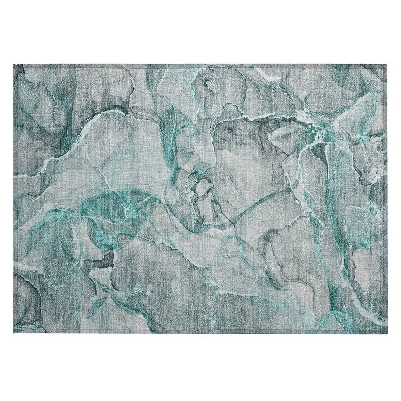 Lalu Artistic Abstract Weather Resistant Classic Meets Modern Outdoor Rug