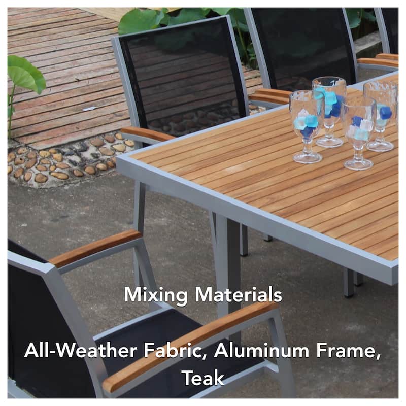 Messina Light Gray 9-Piece Aluminum Outdoor Dining Set with Sling Set in Castaway - N/A