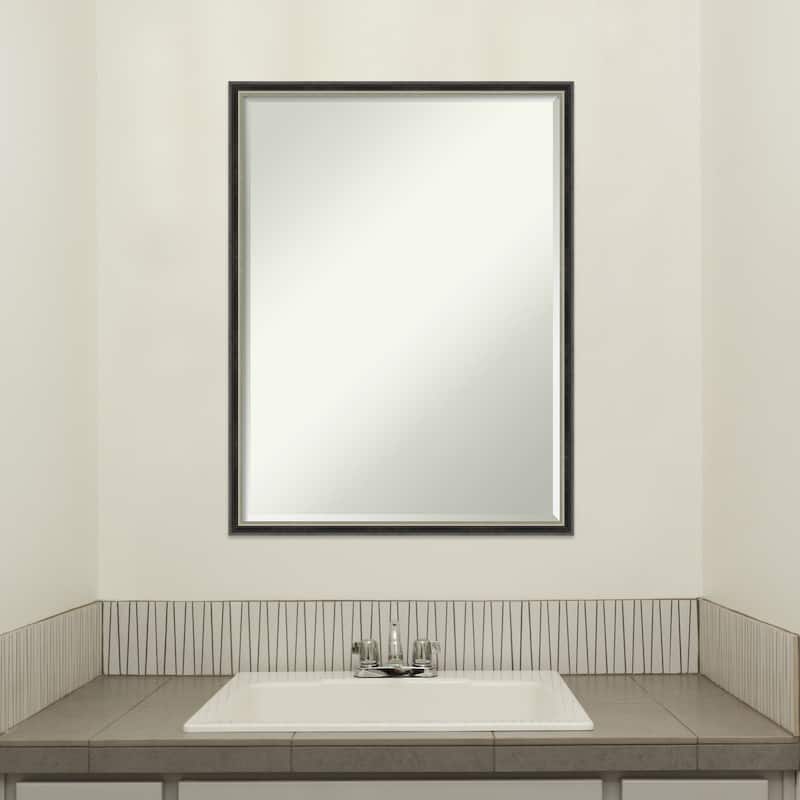 Theo Narrow Half-Inch-Bevel Wood Framed Bathroom Vanity Wall Mirror - Glass Size 18x24