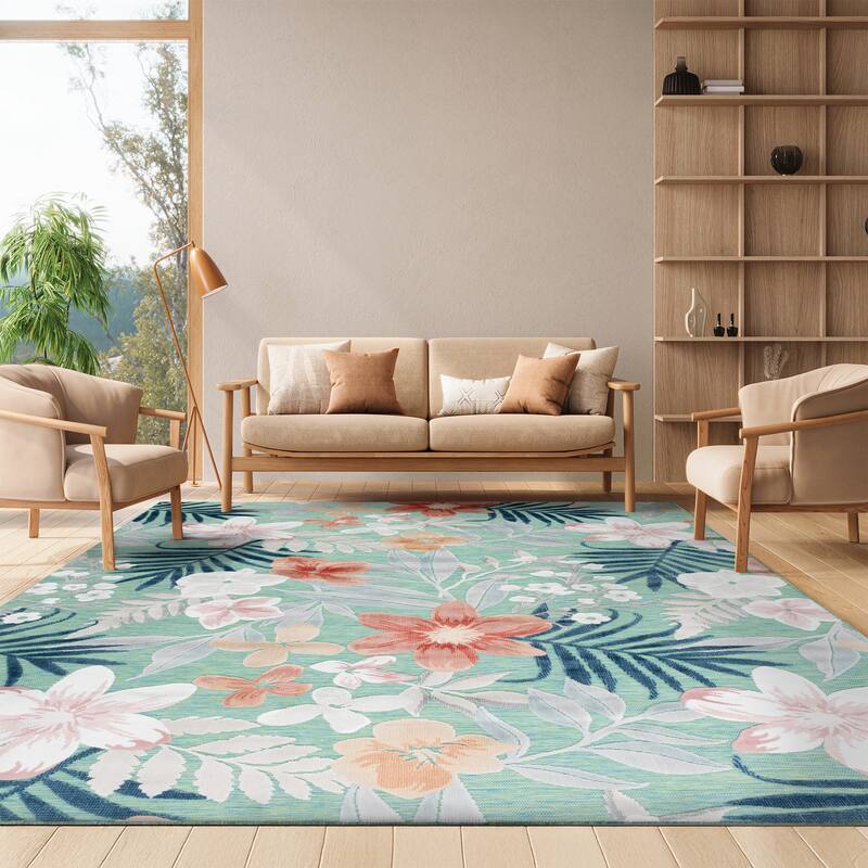 SAFAVIEH Cabana Indoor/ Outdoor Waterproof Transitional Rug - 9' x 12' - Green/Rust