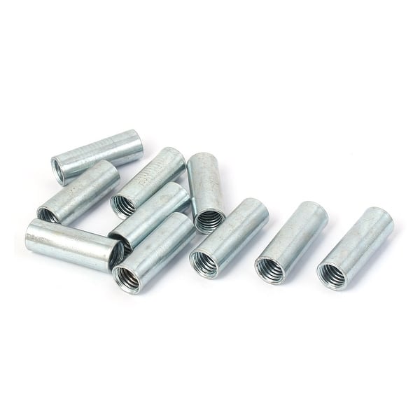 Shop M10 Female Thread Rod Bar Stud Metal Round Coupling Connector Nuts 10 Pcs Overstock 21426205