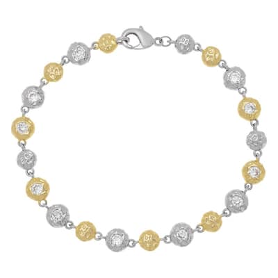 Victoria Townsend Two-Tone Round Cubic Zirconia Textured Bracelet