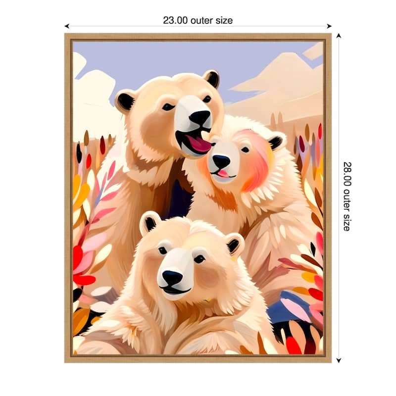 Polar Bears by Uma Gokhale Framed Canvas Wall Art - 23 x 28 in
