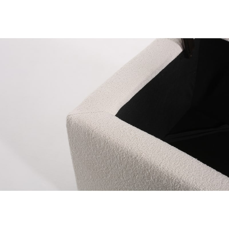 Simple Upholstered Bench with Storage, Modern 51.25" Solid Color Ottoman Bench with Safety Hinge, Fabric Entryway Shoe Bench