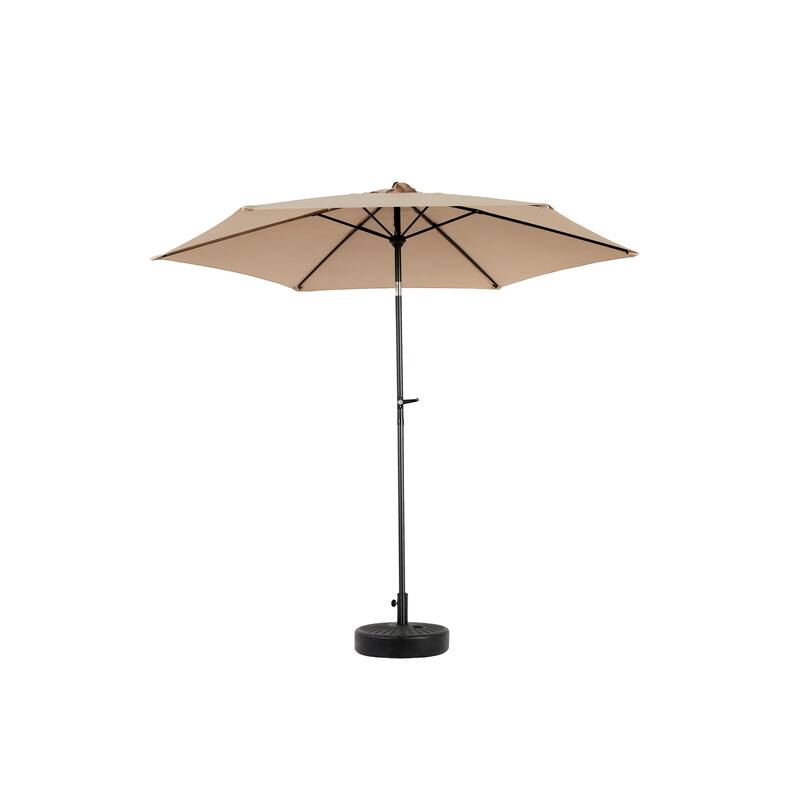 103" Khaki Polyester Outdoor Patio Umbrella with Adjustable Crank and Steel Frame 6 Sturdy Ribs