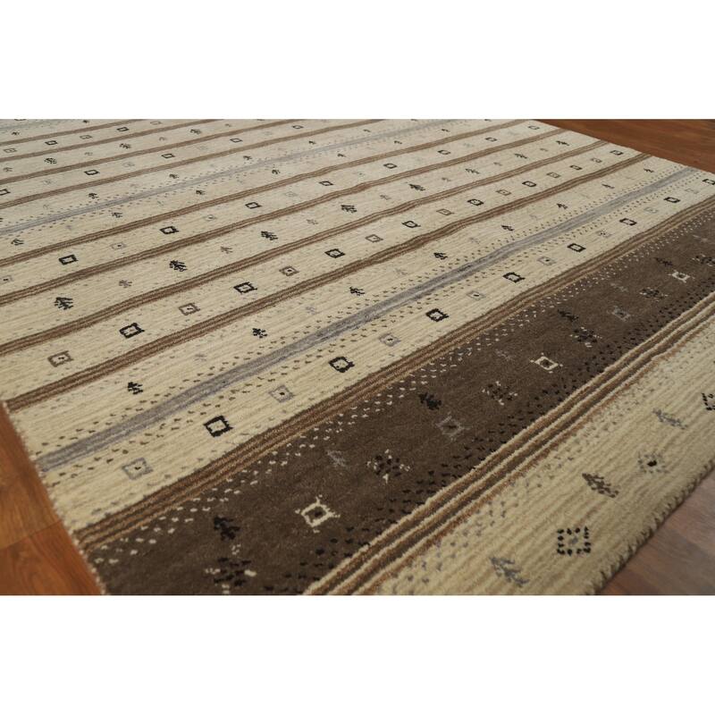 Gabbeh Indian Rug Handmade Tribal Oriental Wool Carpet - 5'4" x 7'6" - 5'4" x 7'6" - Ivory/Beige