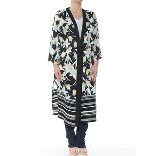 Shop Bar Iii Womens Black Floral Open Cardigan Wear To Work Jacket