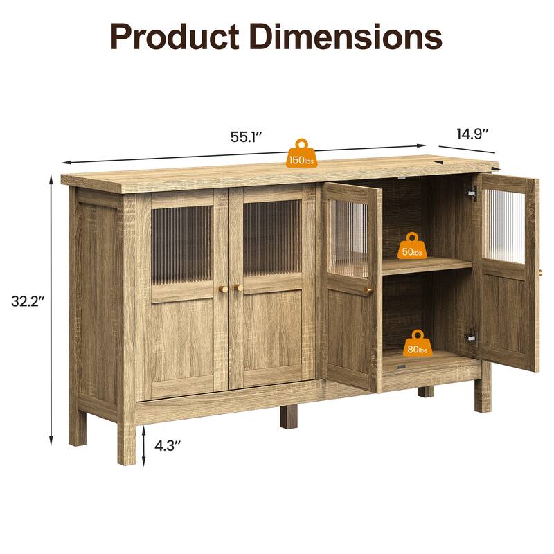 4-Door Storage Cabinet with Adjustable Shelves