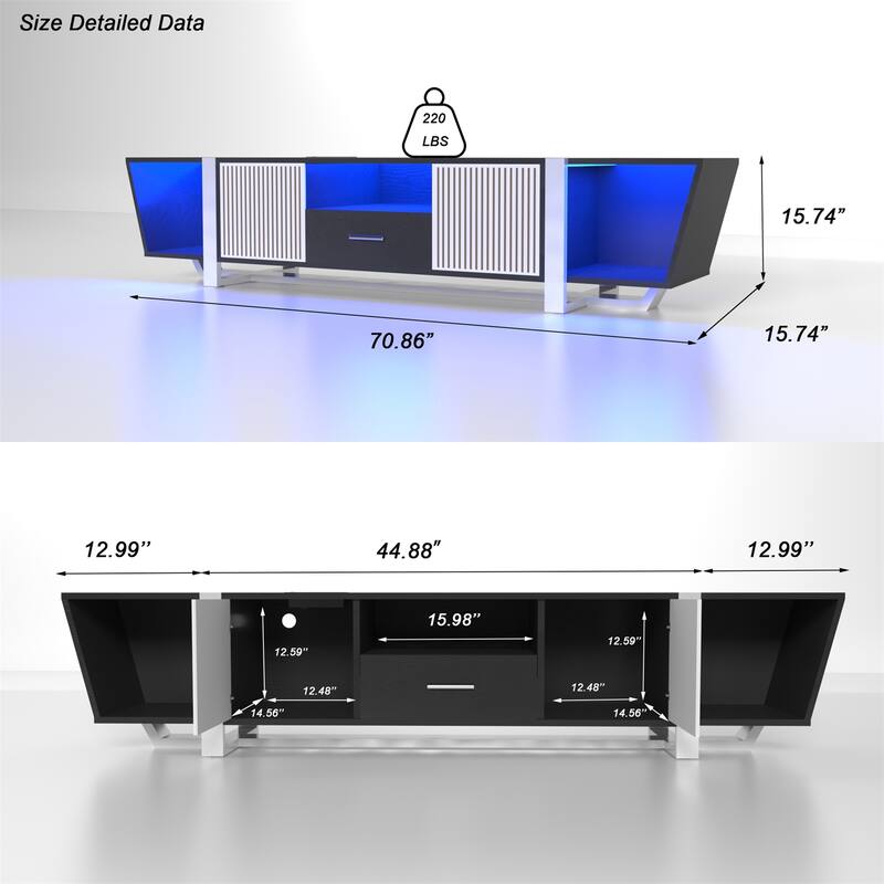 TV Console with Large Storage Cabinets and Remote Control