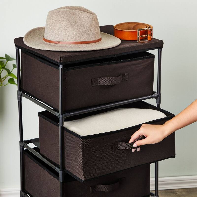 4-Tier Closet Dresser with Drawers - Dark Brown