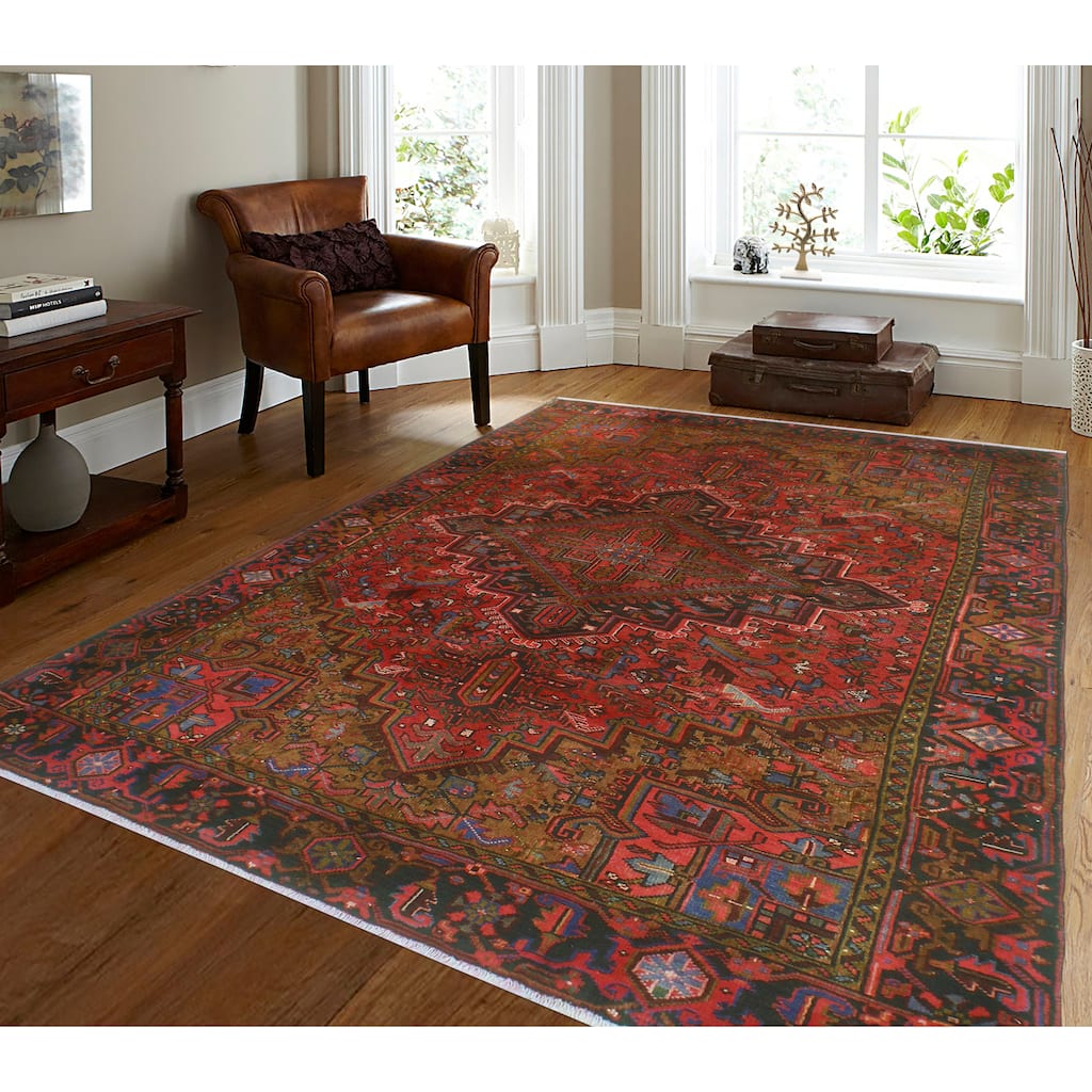 Fine Vintage Heriz Aler Red/Charcoal Rug - 6'5" x 9'2"