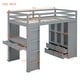 preview thumbnail 24 of 34, Twin Size Solid Wood Loft Bed with Shelves & LED Light