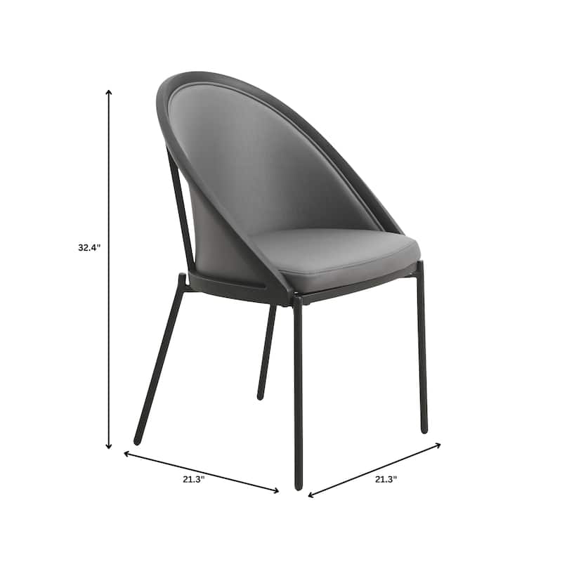Urbane Dining Chair in Vinyl Fabric with Curved Back and Stainless Steel Legs Set of 2
