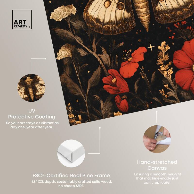 Flying Moth Canvas by Art Remedy, Gallery Wrapped