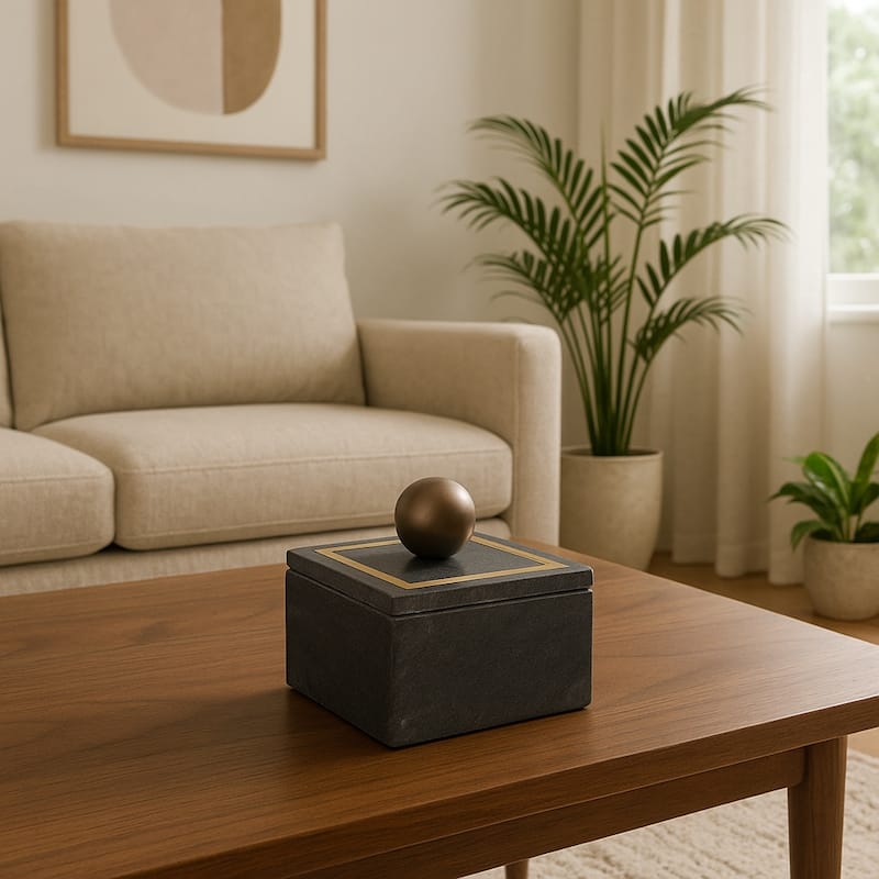 Marble Rectangular Box with Removable Lid - Home Decor