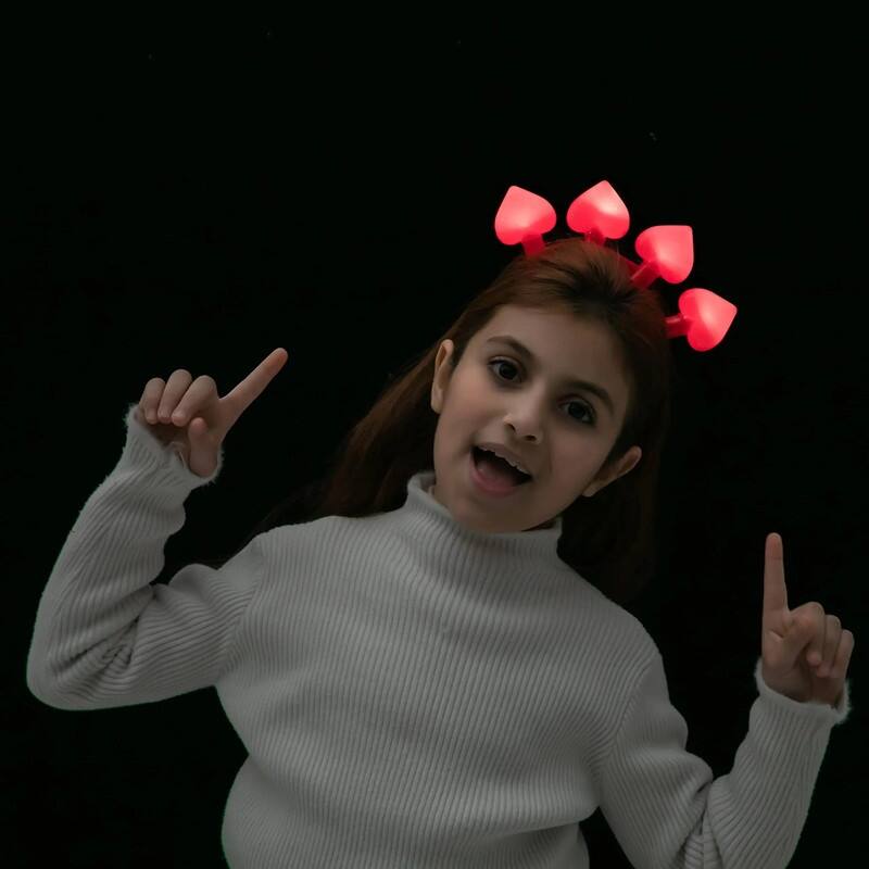 3Pcs Valentine's Day LED Red Heart Headbands with 3 Flashing Light Modes, Perfect for Kids' Party Favors, Gift Exchanges - Multi