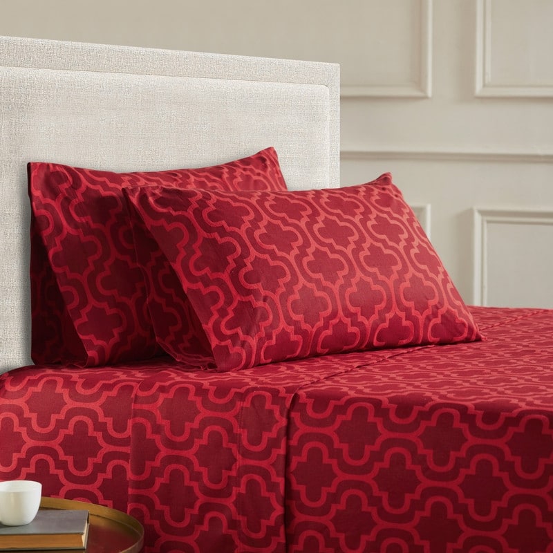 Superior Flannel Cotton Trellis Pocket Bed Sheet Set