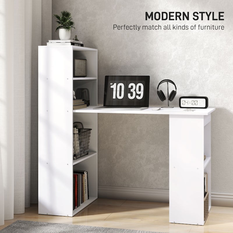 Computer Desk with Storage Shelves, Writing Desk Workstation