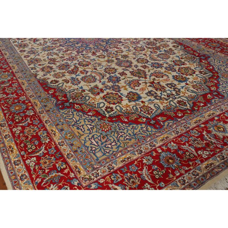 Hand Knotted Oriental 100% Wool Carpet Traditional Floral Beige & Ivories Najafabad Area Rug - 16' 1'' X 9' 11''