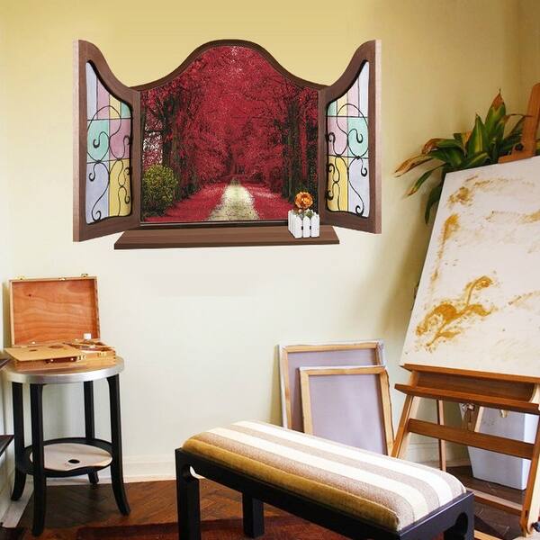 Shop Unique Bargains Home Wall Decor 3d Effect Fake Window Chinese