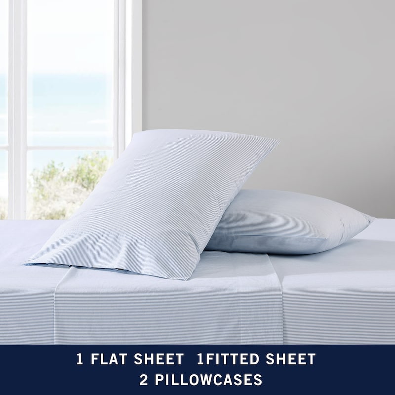 Nautica Cotton Percale Deep Pocket Bed Sheet Sets