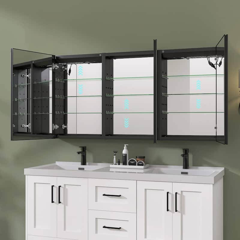 60'' W 30'' H Recessed Frameless Medicine Cabinet Mirror 9 Adjustable