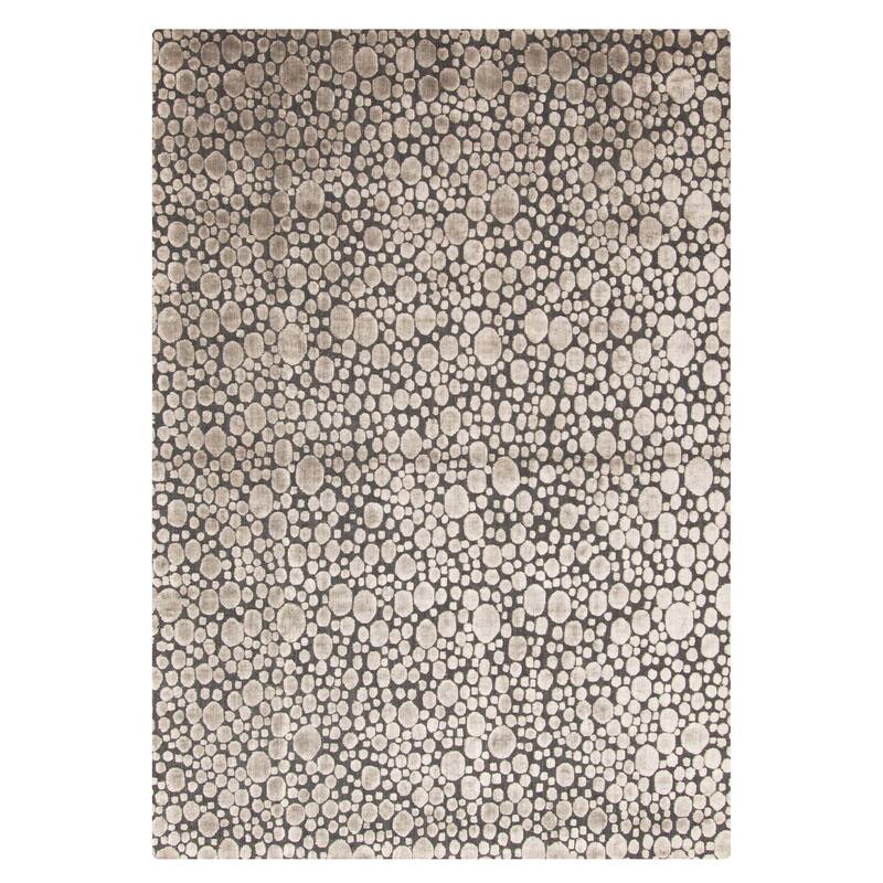ECARPETGALLERY Hand Loomed Elysian Light Grey Viscose, Wool Rug - 4'11 x 7'0