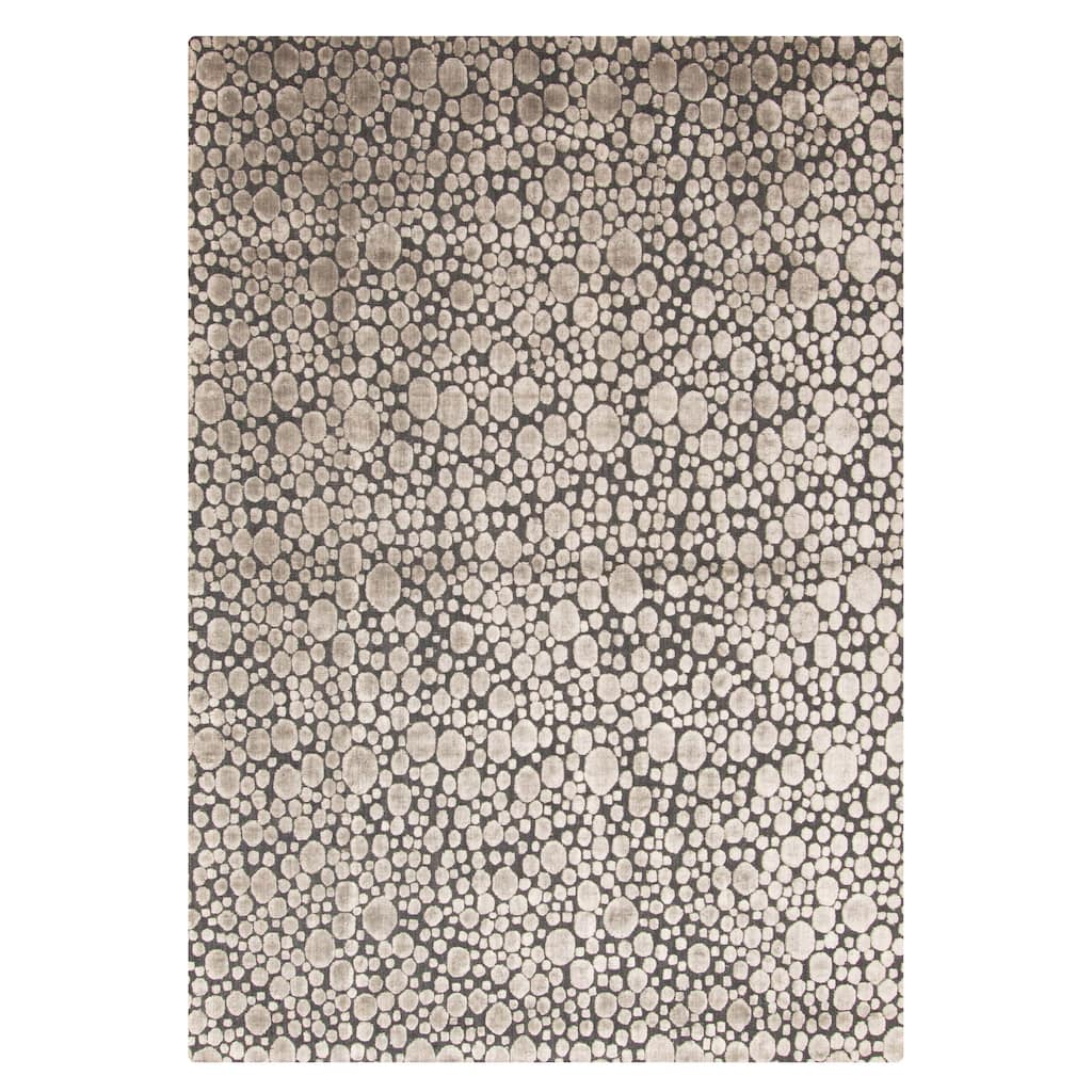 ECARPETGALLERY Hand Loomed Elysian Light Grey Viscose, Wool Rug - 4'11 x 7'0