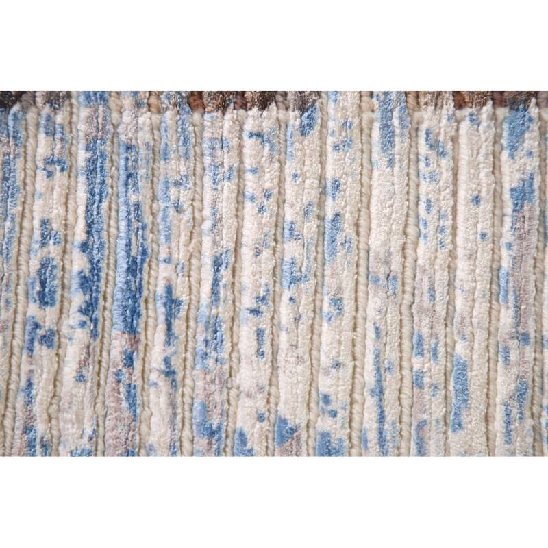 Striped Abstract Accent Rug Wool Carpet - 3'11"x 6'0"