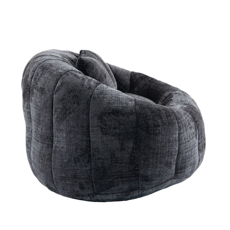 Black Modern 59.05" Chenille High Back Loveseat Upholstered Chaise Lounge Chair with Pillows