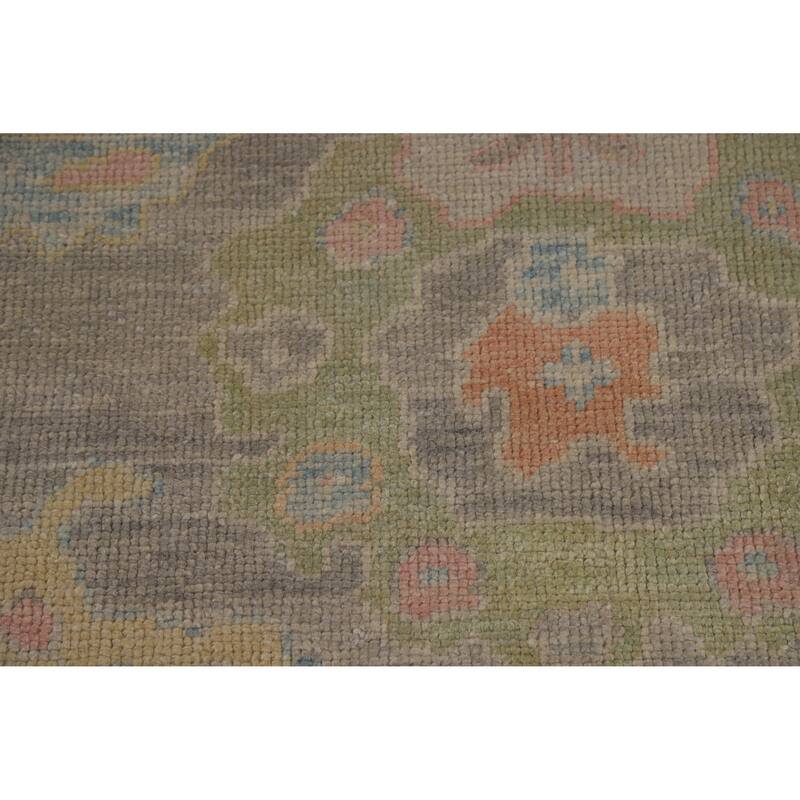 Hand Knotted Oriental 100% Wool Carpet Transitional All-Over Greys & Charcoal Oushak Area Rug - 9' 5'' X 7' 9''