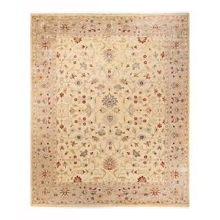 Overton One-of-a-Kind Hand-Knotted Traditional Oriental Mogul Ivory Area Rug - 9' 3" x 12' 3"