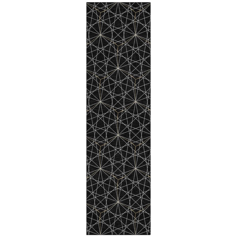 Machine Washable Indoor/ Outdoor Mosaic Geo Chantille Rug