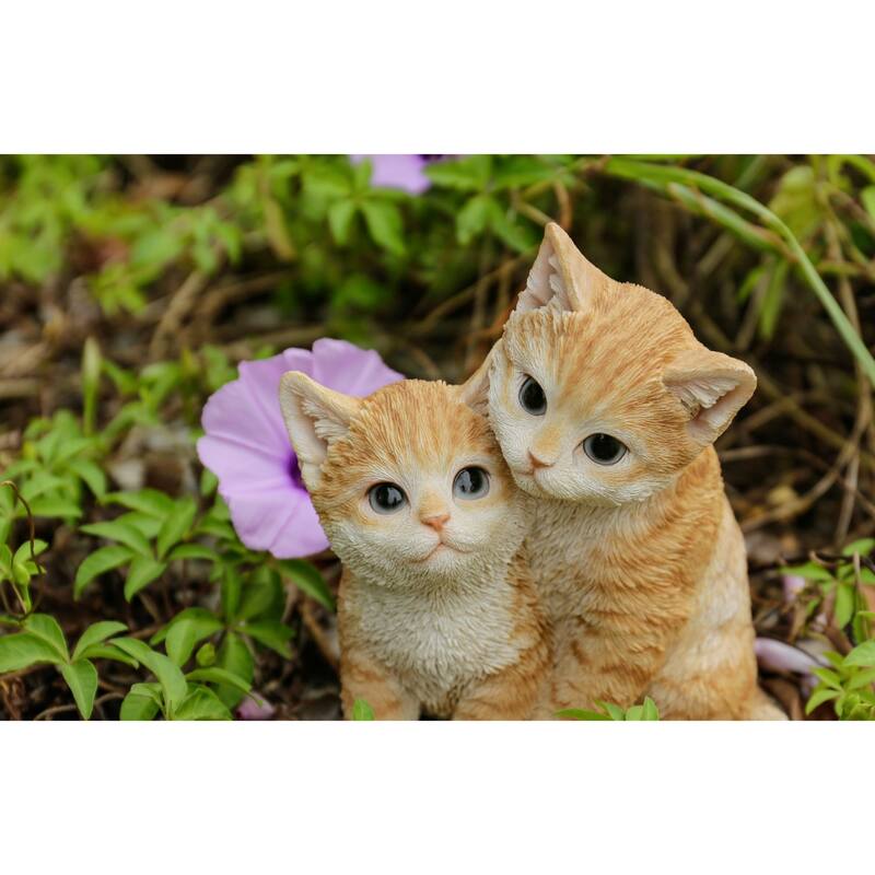 6.75" Orange Hugging Kitten Outdoor Garden Statue