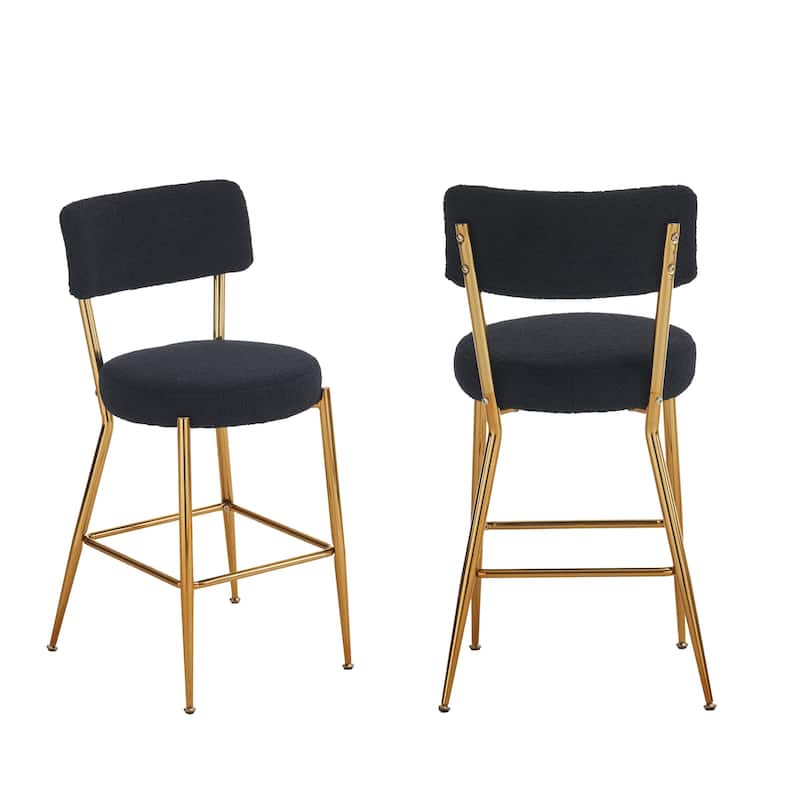 GDFStudio - Maddox Modern Metal Bar Stool with Teddy Fleece Upholstery