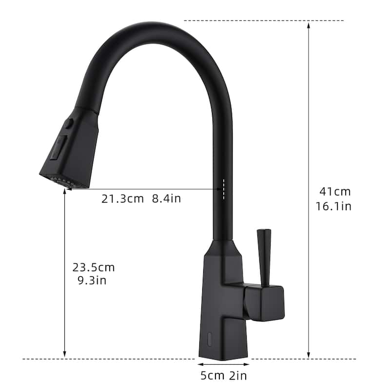 Black Touchless Pull-Down Kitchen Sink Faucet