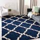 SAFAVIEH Dallas Shag Giusy Trellis 1.5-inch Thick Rug - 8'6" x 12' - Navy/Ivory
