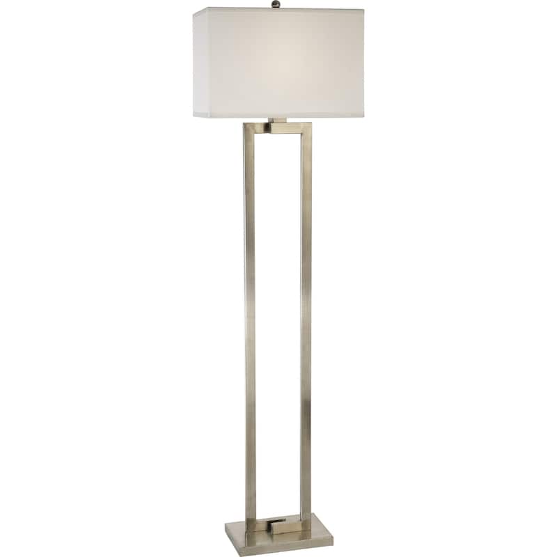 61" Nickel Floor Lamp with White Rectangular Shade for Living Room - 11" x 18" x 60.50" - Nickel-White