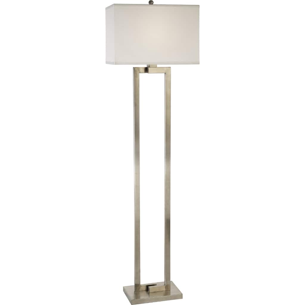61" Nickel Floor Lamp with White Rectangular Shade for Living Room - 11" x 18" x 60.50"