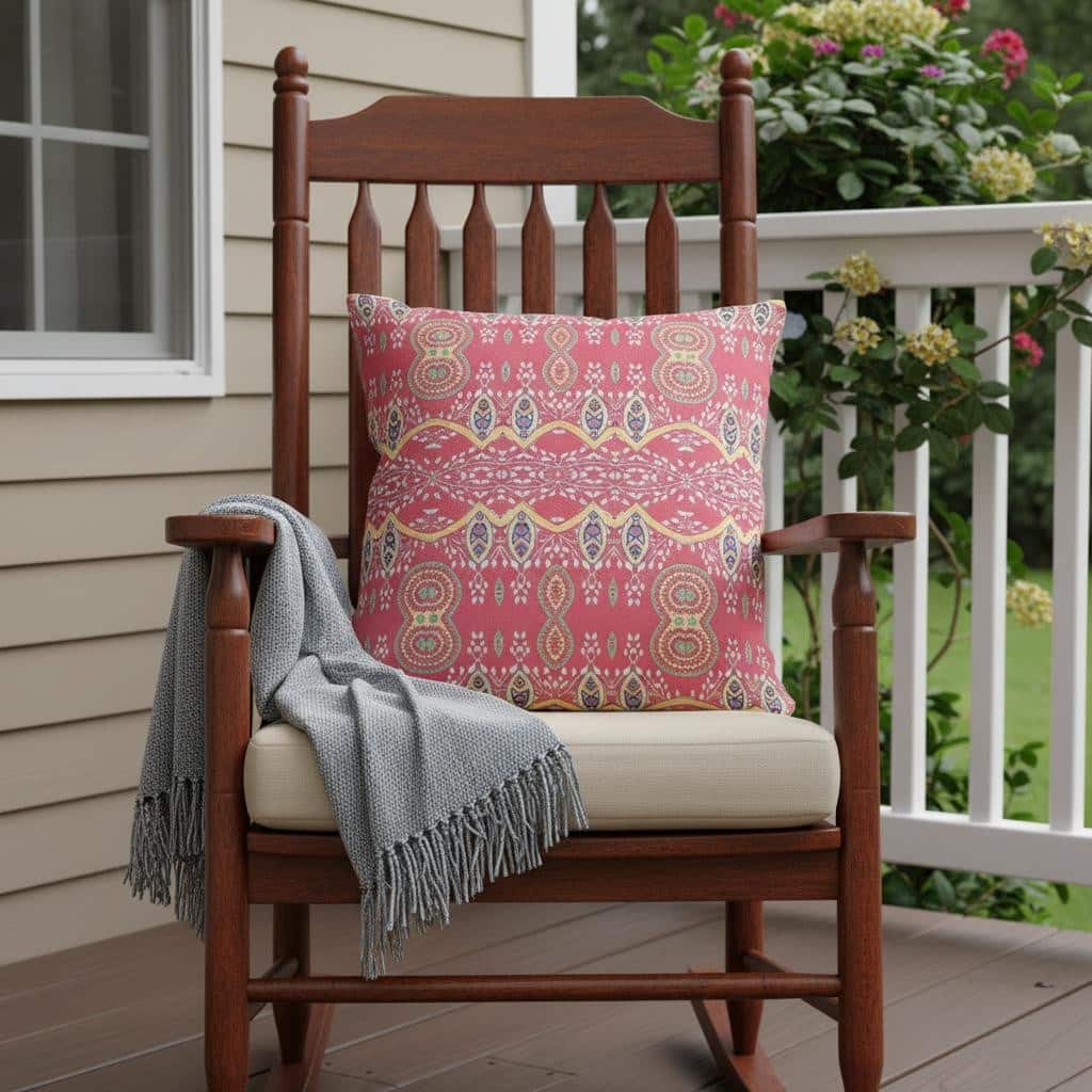 HomeRoots 20" x 20" Red Blown Seam Paisley Indoor Outdoor Throw Pillow - 20.00' X '5.00' X '20.00