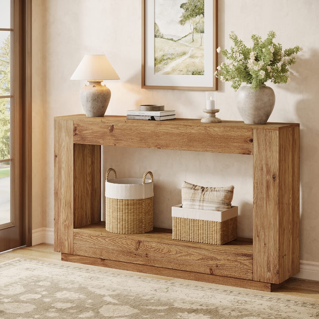 59 Inch Solid Wood Console Tables for Entryway, RectangularSofa Table Behind the Couch, Farmhouse Style