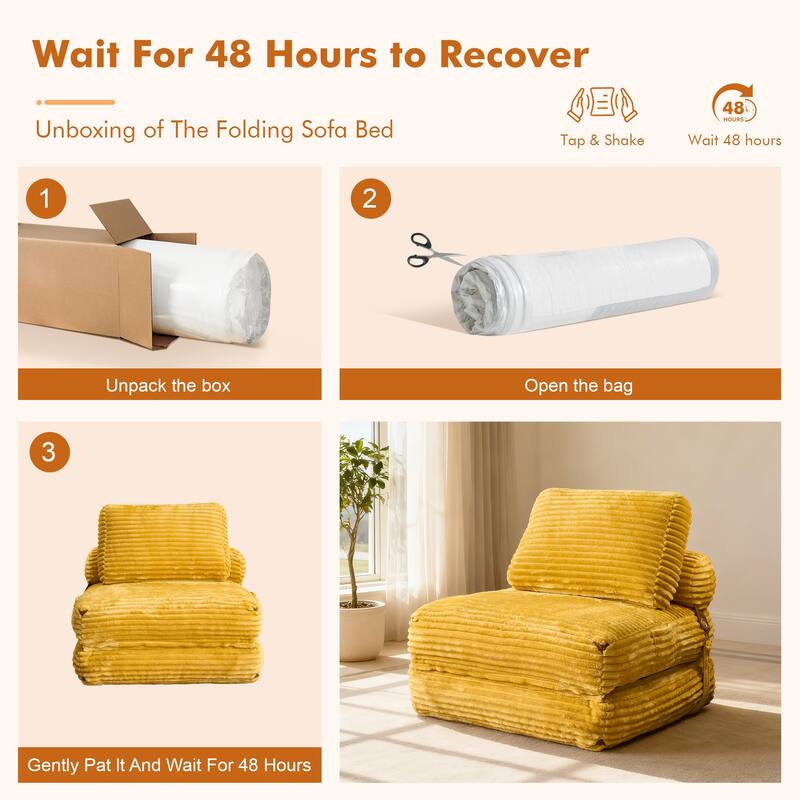 HOOOWOOO Modern Upholstery Fabric Folding Sofa Couch