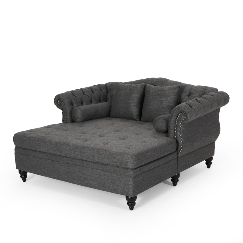 Wellston Tufted Double Chaise Lounge by Christopher Knight Home - 62.50" L x 58.50" W x 34.00" H