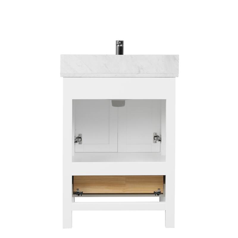 Blossom Geneva 24" Solid Wood Vanity w/ Marble Top, Sink & Mirror