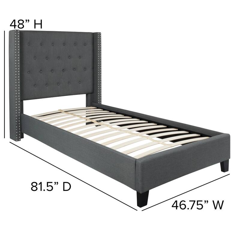 Tufted Upholstered Nailhead Trim Platform Bed